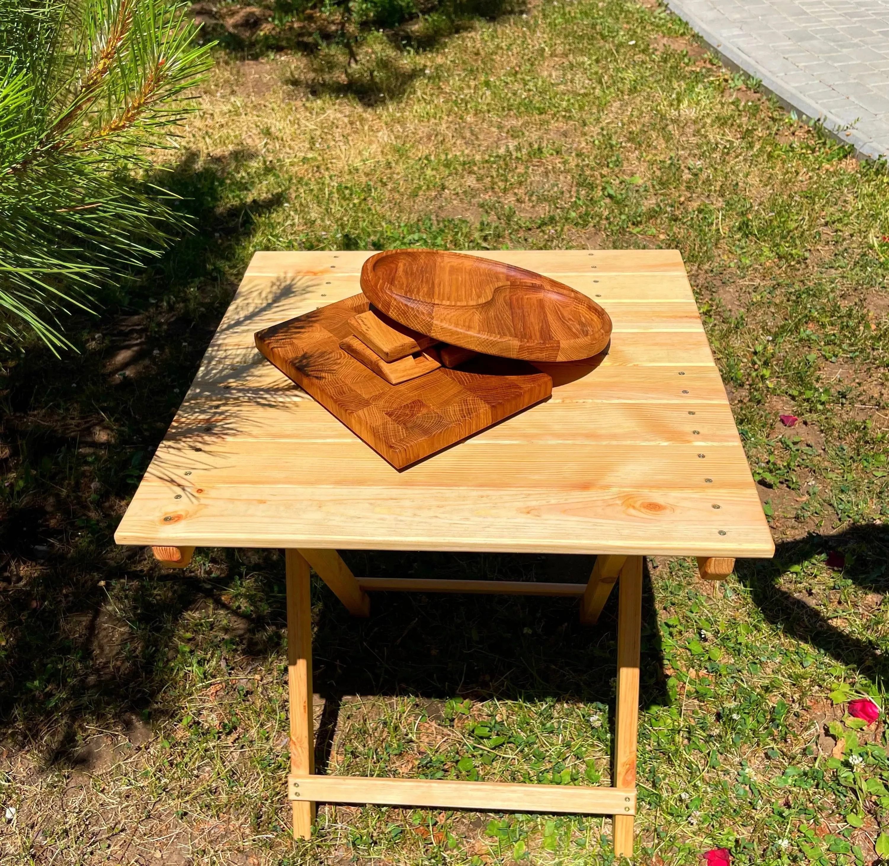 Wooden outdoor portable table